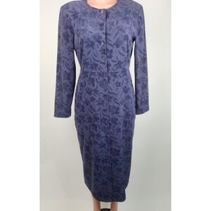 Vintage Talbots Floral Button Down Dress Long Sleeve Modest Career Work Size 8P‎